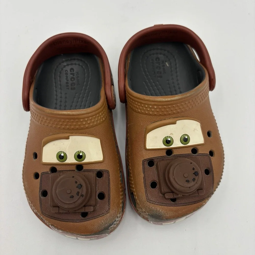 Crocs Cars Mater Classic Clog Boys Size 7 C7 2-5 Years Brown Rare
